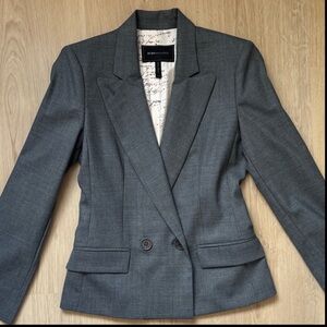 BCBG MAX AZRIA | Grey Wool Jacket Wide Pant Suit